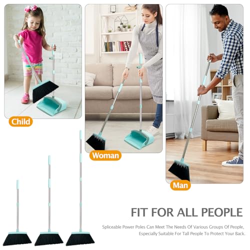 Broom and Dustpan Combo Set,55" Long Handle,Green | Heavy Dust,Dustpans with Broom Combo,House Accessories for Home, Kitchen,Office,Classroom,Apartment,Pet Hair - color: Green