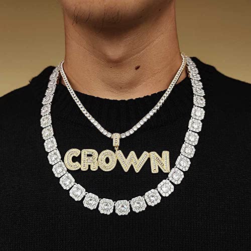 HIPBLING Custom Chain Iced Out Name Pendant Letter Necklace Personalized Diamond Jewelry with 24inch Rope Chain Rose Gold Silver Hip Hop Necklace Gift for Women Men - color: Gold, size: 2 letters