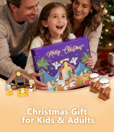 Nativity Building Blocks Advent Calendar, 24 Days of Nativity advent calendar, Christmas Building Blocks Kits Countdown Calendar Set, Easter Gift for Adults and Kids