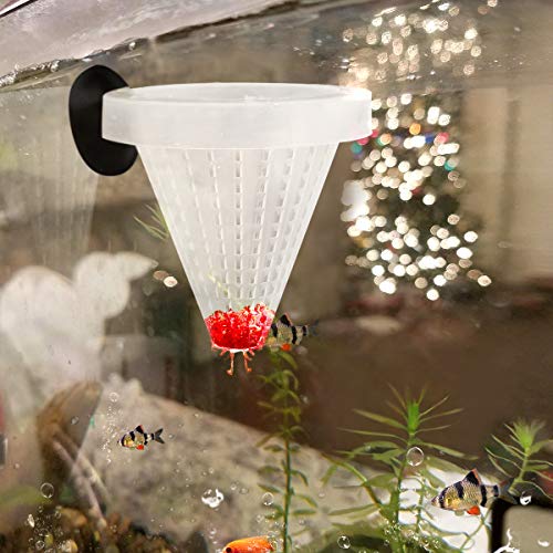 6PCS Aquarium Live Red Worm Cone Feeder Plastic Frozen Brine Shrimp Fish Food Feeding Cup for Fish Tank with Suckers