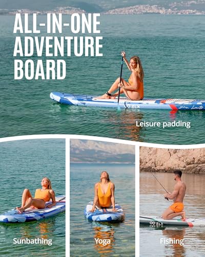 ZLX 11'6"x35" Ultra Wide Inflatable Stand Up Paddle Board | Stable Non-Slip Deck Pad, Unique Fin System, Premium SUP Accessories & Backpack - Upgraded Pump for Adults, All Skill Levels - color: Seafoam Green