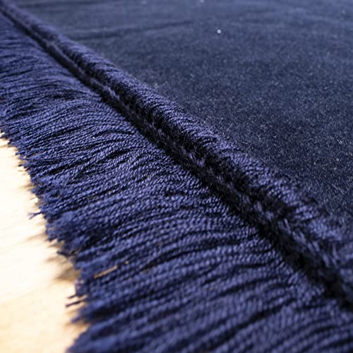 Modefa Muslim Velvet Prayer Rug Solid Simple (Navy Blue) - color: Navy Blue