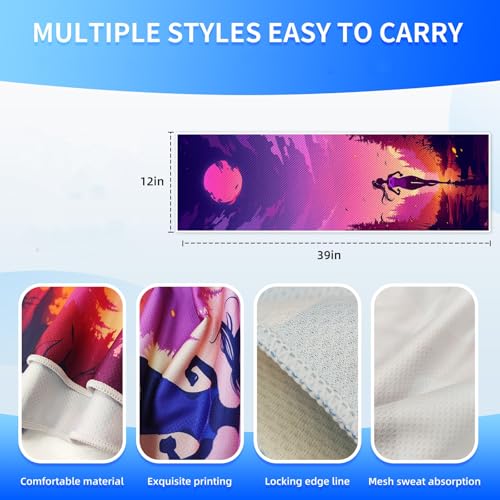 Cooling Sports Towel 39"X11.8" Cold Feeling Towel for Gym Fitness Running Yoga Microfiber Soft Quick Drying Breathable Lightweight Camping Towel Summer Hiking Climbing Workout Essentials(Running) - color: Pink&purple