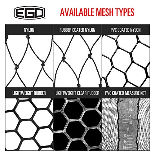 EGO S2 Slider Fishing Net Handle | Adjustable Extension Handle, Minimal Water Drag Design, Ergonomic Foam Grip for Landing Nets - size: 29" to 60" Handle, 22” x 23” Hoop, style: Rubber Coated Nylon Mesh