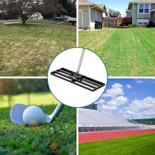Lawn Leveling Rake 30"x10" with 78" Adjustable Stainless Steel Extened Handle,Heavy-Duty Leveling Tool for Garden, Yard & Landscaping