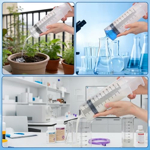 500ml Large Syringe for Thick Liquids, Individually Wrapped | Plastic Syringe Without Needle for Scientific Labs, Industrial Fluid Transfer & Lubricant Dispensing - style: 500cc