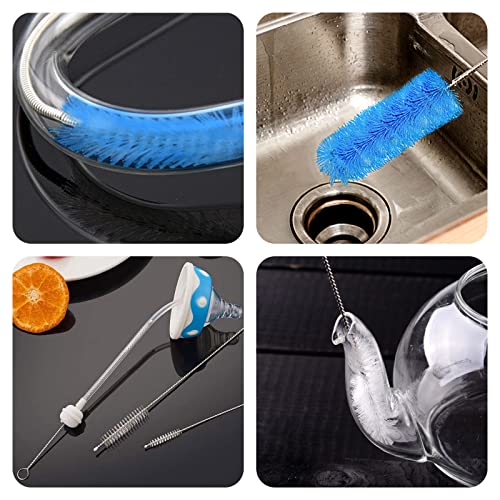 67Inch Flexible Drain Brush, Nylon Cleaner Double Ended Elastic Hose Pipe, 4 PCS Straw Cleaning Brush for Fish Tank Glass Tube Home Kitchen