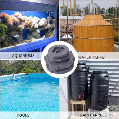 ChillWaves PVC Bulkhead Fitting 1-1/4" Double Thread Connector Adapter with Plugs for Water Tank, Aquariums, Rain barrels(2-PACK) - size: 1-1/4 INCH, style: Bulkhead Fitting + Plug