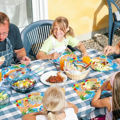 Qyeahkj 48Pcs Summer Beach Paper Plates and Napkins, Hawaiian Beach Theme Party Decorations, Hawaiian Pool Party Supplies, Summer Platters Disposable Tableware for Baby Shower Boys Girls Serves 24 - style: Beach
