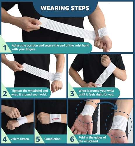HiRui 2-Pack High-Elastic Wrist Support Straps Wrist Compression Bandage - Wrist Wraps Wristbands for Carpal Tunnel Arthritis Tendonitis Weightlifting Tennis Basketball - Breathable Soft (White) - color: White