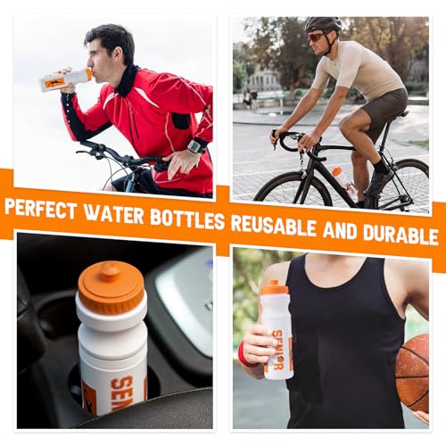Talltalk 6 Pcs Basketball Water Bottles Bulk 25 oz Reusable Squeeze Sports Bottles Portable Leak Proof Plastic Juice Bottle for Summer Sport Themed Party Favors Birthday Team Senior Night Gifts