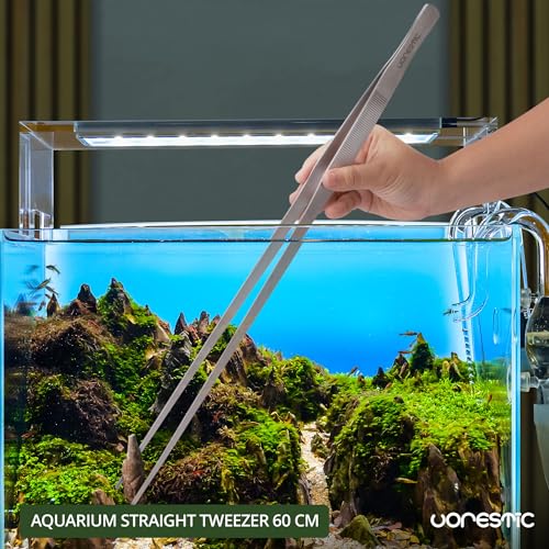 VORESTIC Straight Aquarium Tweezers 23.6 Inch, Stainless Steel Long Tweezers for Fish Tank Planting, Aquascaping, Aquarium Plant Care, Terrarium Tool and Long Fish Tank Planting Tongs