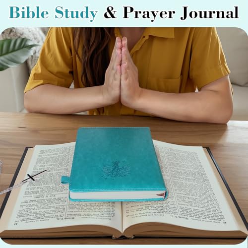 Bible Study Journal Scripture Notebook - Christian Note Taking Kit with Guided Prompts - Inspirational Religious Gifts - Faith Based Stationery Supplies for Church Notes (Teal Blue) - color: Teal Blue