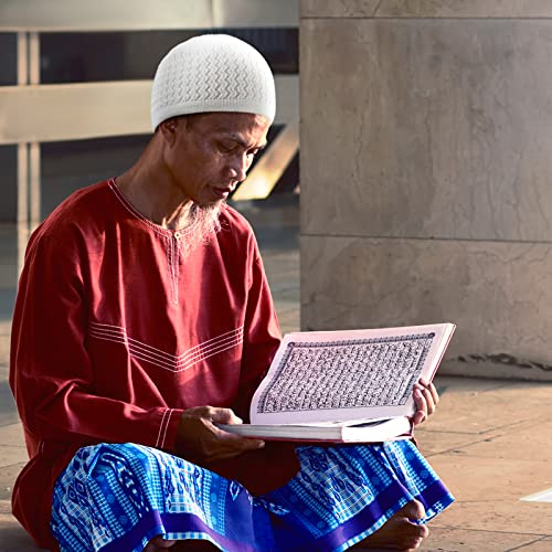Jiuguva 6 Pcs Muslim Kufi Hats for Men Tasbih Prayer Beads Set - color: Classic