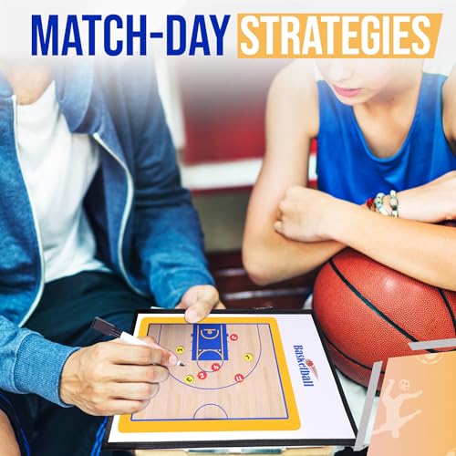 ZPU Dry Erase Coaching Board, Magnetic Coaches Clipboards, Portable Foldable Tactics Board with Dry Erase Marker Pen and Magnets – Basketball, Football, Soccer, Hockey - style: Basketball