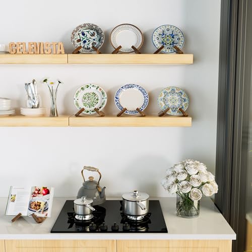 Cookbook Stand for Kitchen, Wooden Cook Book Holder, Plate Stands for Decor Display, Recipe, Counter, Photo, Gift(Rustic Brown) (6.5in-2P) - size: 6.5in (2 Pack, Rustic Brown)
