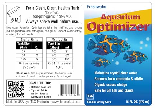 TLC Products, Freshwater Aquarium Optimizer, Aquarium Water Clarifier | Aquarium Water Clarifier, Reduces Ammonia, 16 Fl Oz - size: 16 oz (473 ml)