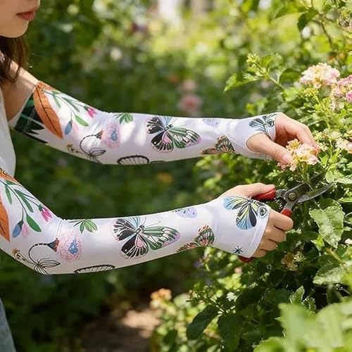 Women's UV Sun Protection Cooling Arm Sleeves-Breathable Long Sleeves to Cover Arms for Gardening, Driving, Cycling & Hiking. Elastic, Stay-Up Design Provides Comfort & UPF 50+ Shield.