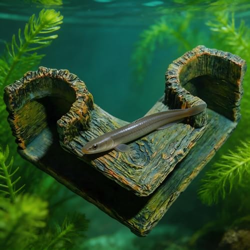 L-Shaped Aquarium Corner Cave Tunnel, Resin Fish Tank Hideout Shelter for Betta, Shrimp, Pleco & Corydoras, Small Fish Hiding Spot Decor
