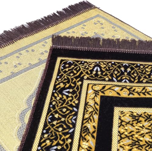 Muslim Prayer Rug, 25 Pcs, Soft Plush Thin Islamic Prayer Mat, Janamaz, Sajada, Praying Carpet, Islamic Gift for Men & Women, Islamic Ma, Eid & Ramadan Gift with Prayer Beads, 26x43 inch - color: Kaaba / 25 Mix
