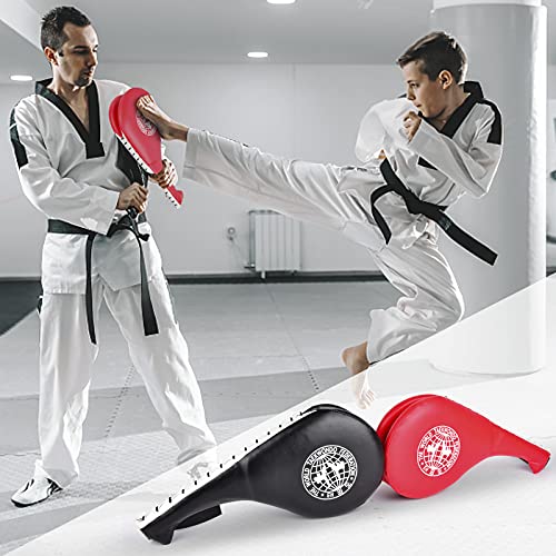 Taekwondo Kick Pads 2PK, Karate Martial Arts Training Equipment Kicking Target Pad, Double Strike Boxing Pads for Kids Youth Adult (Red&Black)