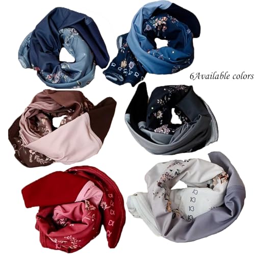 Instant Hijab For Women Ready To Wear Printed Floral Ombre Hijabs Islamic Abaya Turban Muslim Slip-On Khimar Hijab - color: 5# Haze Blue