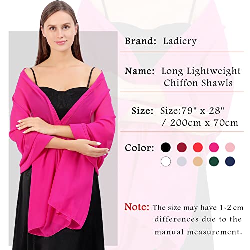 Ladiery Chiffon Shawl Wraps for Women Evening Dresses, Elegant Soft Sheer Shawls for formal dressy Bride Wedding - color: Rose Red(1)