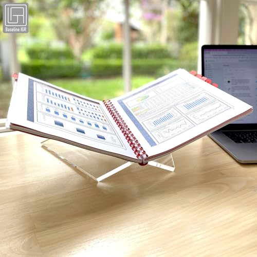 Medium Clear Acrylic Book Stand, 8.7” x 6.3” x 3.6”, Acrylic Book Holder, Open Bookstand for Display and Reading Cookbooks, Art Books, Bibles, Magazines - Home and Office - color: Clear, size: Medium
