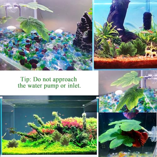 Fish Leaf Pad Betta Leaf Hammocks with Suction Cup 3pcs Fish Tank Accessories Aquarium Decor Plastic Plants Natural Habitat Spawning Breeding Resting Bed Multi Leaf Design (Green)