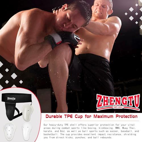 Groin Protector Cup Kickboxing Boxing Muaythai MMA Groin Guard, Jockstrap Karate Training, BJJ Protection, Soccer, Basketball Removable TPE Cup with Silicone Cushioning - color: Black, size: Medium