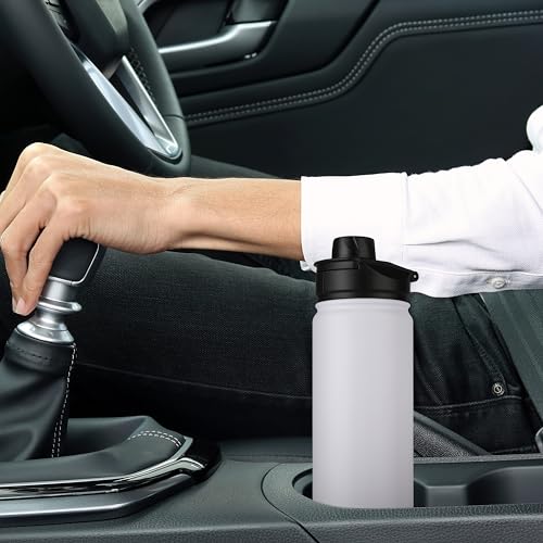 HASLE OUTFITTERS Insulated Water Bottle 22 oz Double Wall Stainless Steel Water Bottle Wide Mouth with Straw Lid & Spout Lid Keeps Cold or Hot(White,1) - color: White, size: 22 Ounces