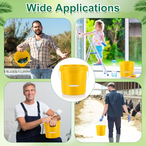 Tioncy 10 Pcs 2 Gallon Plastic Buckets with Lids and Handles,Yellow | Storage Pails for Paint, Cleaning, Organizing, Durable Containers, Metal Handles, Plastic Material - color: Yellow