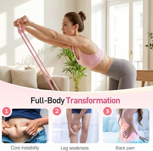 Upgrade 8 Tubes Pedal Resistance Bands with Handles, Multifunction Tension Rope Exercise Bands, Home Gym Elastic Yoga Pedal Puller Stretch Bands for Full Body Workout, Yoga, Waist, Arm, Leg - color: Purple