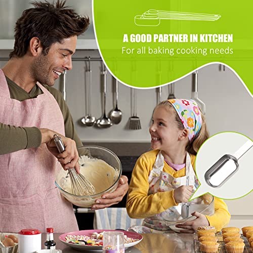 Long Handle Measuring Spoons Set of 6, Stainless Steel Measure Teaspoons | High Precision, Food-Grade, Rust-Free, Dishwasher-Safe, Easy-Read Markings, Multi-Purpose, Sturdy & Durable