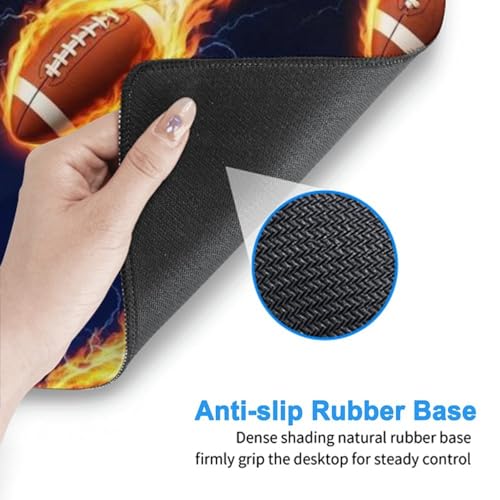 Wear Resistant Gaming Mouse Pad Ice Fire Football, Large Extended Desktop Mat for Office Game Leisure - color: Pattern (163), size: 29.5L x 15.8W inches