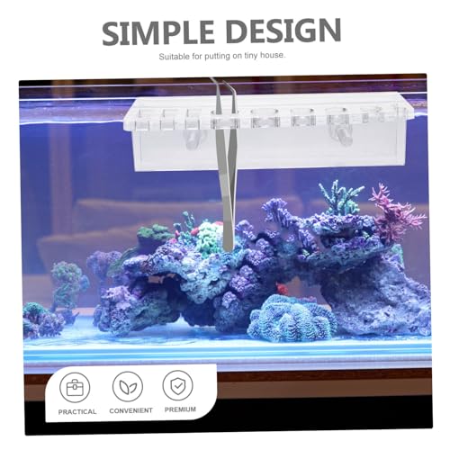 Aquarium Tool Holder -Mounted Organizer for Fish Tank Cleaning Accessories Storage for Scissors Tweezers and Tongs Design