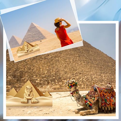 Thyle 6.7 Feet Pyramid & Sphinx Cardboard Cutout Stand-up Life Size Travel the World Theme Party Decoration Backdrop Photo Props Ancient Egyptian Sphinx Pyramid Stand Up for Theme Party Supply - style: Pyramid & Sphinx