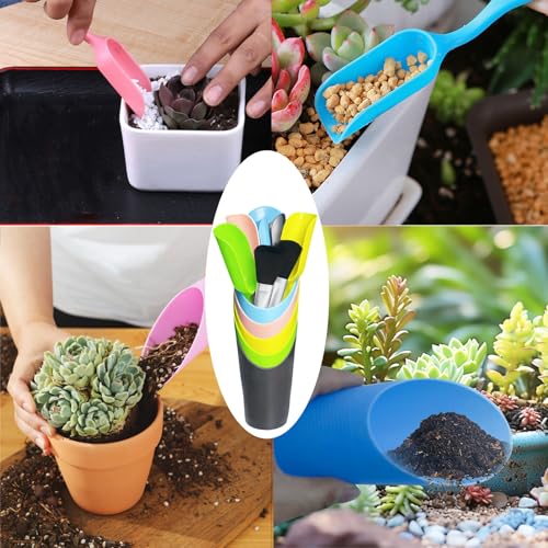 12PCS Bonsai Soil Scoop Set, Plastic Garden Scoops, Mini Potting Shovel | Mini Garden Tool Set, Dual-Size Succulent Planting Tools for Indoor Plants, Planting, Transplanting Soil Mixing