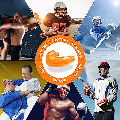 Mouth Guard Sports Youth Adult,Mouth Guard for Braces Soft,No Boiling - color: Orange/Strapless
