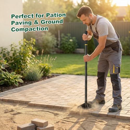 TTamper Tool 8"x8" Heavy Duty Steel Hand Tamper for Leveling Soil, Gravel, Sand, Asphalt Compactor Tool for Landscaping, Paver, Driveway, and Blacktop Repair