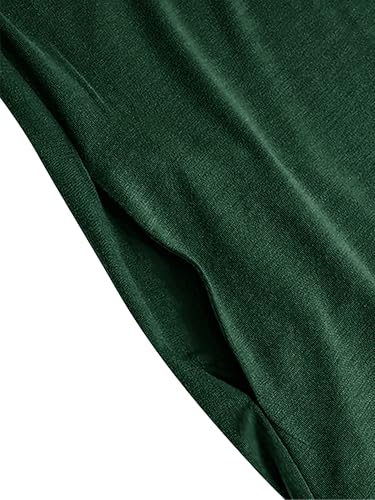 WSPLYSPJY Women High Neck Abaya Muslim Dress Solid Color Prayer Robe - color: Deep Green, size: Medium