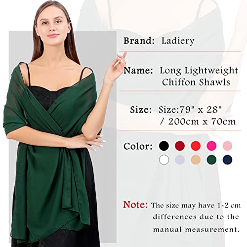 Ladiery Chiffon Shawl Wraps for Women Evening Dresses, Elegant Soft Sheer Shawls for formal dressy Bride Wedding - color: Dark Green(1)