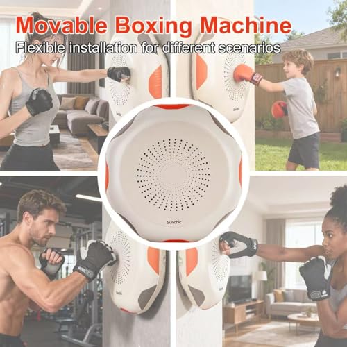 Punching Bag for Adults, Sunchic 2026 New Boxing Machine with Boxing Gloves and Air Pump, No Stand Required, Wall-Friendly Design,The Faster You Punch, the Stronger the Suction to the Wall
