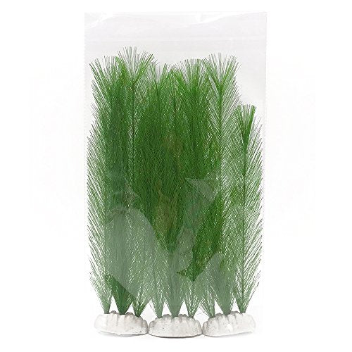 Aquarium Decorations 3Pcs Fish Tank Artificial Green Water Plants Made of Silk Fabrics Plastic - color: 11" * 3 Pcs, Green