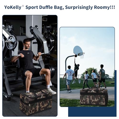 Mens Gym Bag 20 inch, Camo | 40L, Sport Duffle Bag for Men, Weekender, Travel - color: Camo