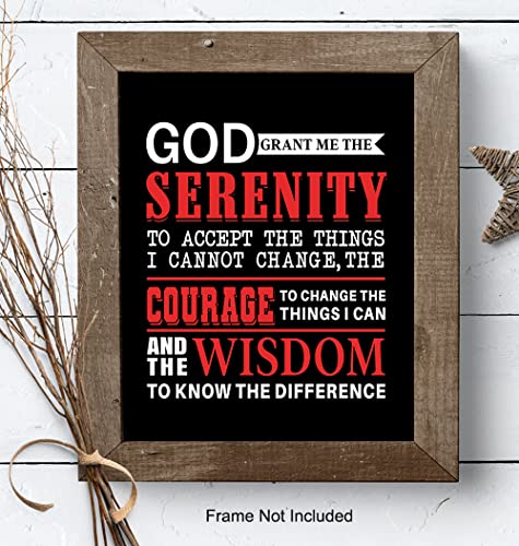Serenity Prayer Wall Art Print - AA Recovery Poster 8x10 Unframed | Serenity Prayer Wall Decor, Recovery Gift Ideas, Sobriety Gifts For Women, Twelve Step Program Art, Addiction Recovery Decor