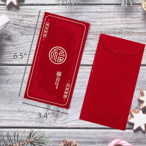 Red Envelopes,20pcs Lucky Money Envelopes New Year Envelop Cash Card Gift Envelop Velvet Hong Bao for Spring Festival Wedding Birthday Party