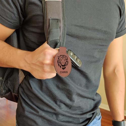 LaserGram Oval Keychain, Allah 2, Personalized Engraving Included (Dark Brown) - color: Dark Brown