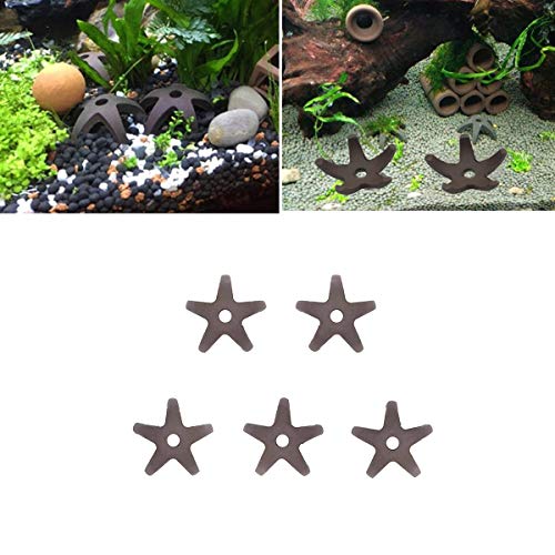 COMOK Fish Tank Decorations 5 Pcs Aquarium Mini Starfish-Shaped Shrimp Home Fish Tank Shelter Breeding Cave, Brown