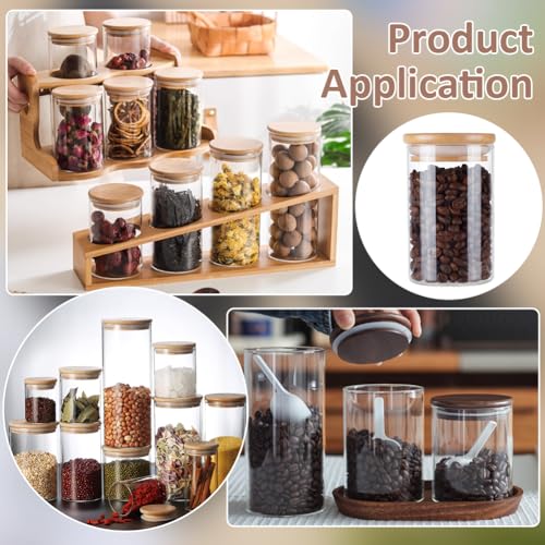 12 Pcs Glass Jars with Lids, Qtip Holder Dispenser Food Storage Containers Small Herb Jars for Valentine's Day Home Bathroom Kitchen Makeup Tea Coffee Cookie Candy Organizer